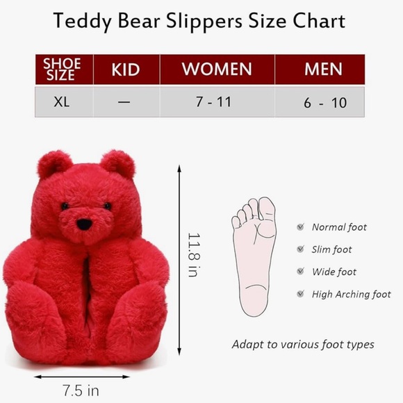 TEDDY BEAR FLUFFY SLIPPERS - Picture 7 of 9
